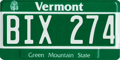 VT license plate BIX274
