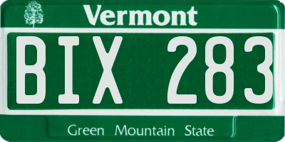 VT license plate BIX283