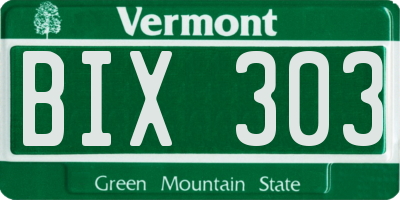 VT license plate BIX303