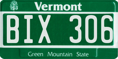 VT license plate BIX306