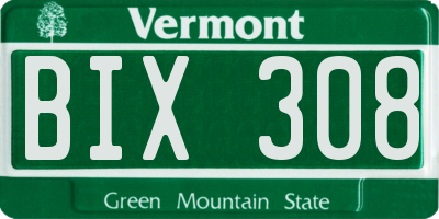VT license plate BIX308