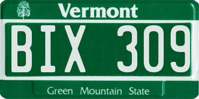 VT license plate BIX309
