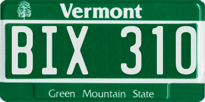 VT license plate BIX310