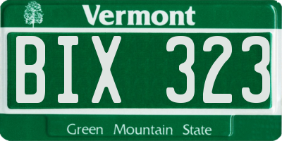 VT license plate BIX323