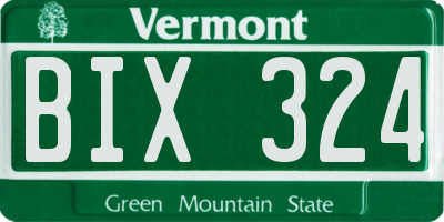 VT license plate BIX324