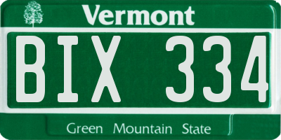 VT license plate BIX334