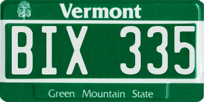 VT license plate BIX335