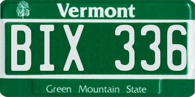 VT license plate BIX336