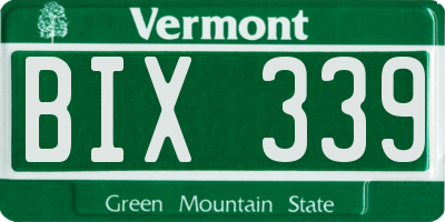 VT license plate BIX339