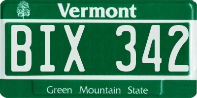 VT license plate BIX342