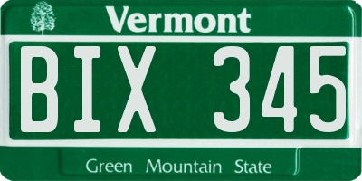 VT license plate BIX345