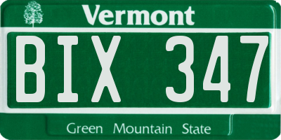 VT license plate BIX347