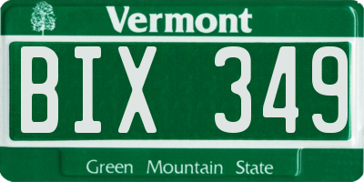 VT license plate BIX349
