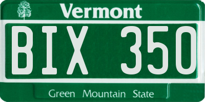 VT license plate BIX350