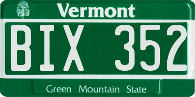 VT license plate BIX352