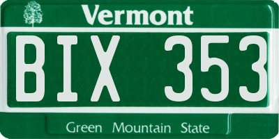 VT license plate BIX353