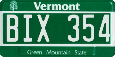 VT license plate BIX354