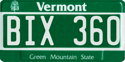 VT license plate BIX360