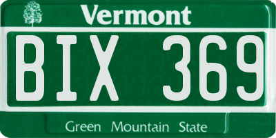 VT license plate BIX369