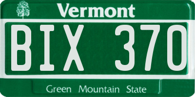 VT license plate BIX370
