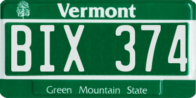 VT license plate BIX374