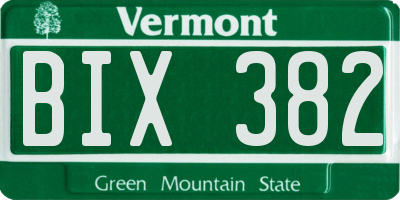 VT license plate BIX382