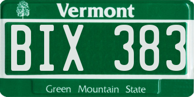 VT license plate BIX383