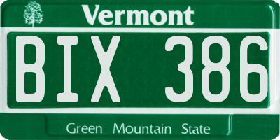 VT license plate BIX386