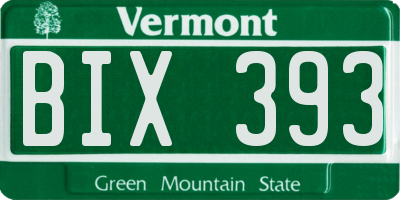 VT license plate BIX393