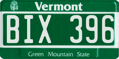 VT license plate BIX396