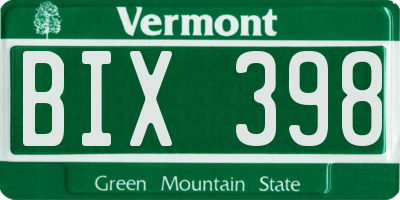 VT license plate BIX398