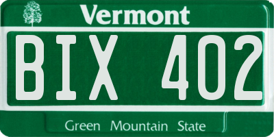 VT license plate BIX402