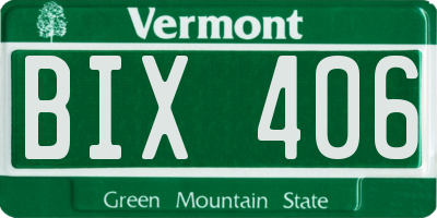 VT license plate BIX406