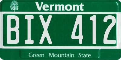 VT license plate BIX412