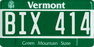 VT license plate BIX414