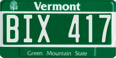 VT license plate BIX417