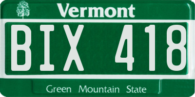 VT license plate BIX418