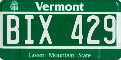 VT license plate BIX429