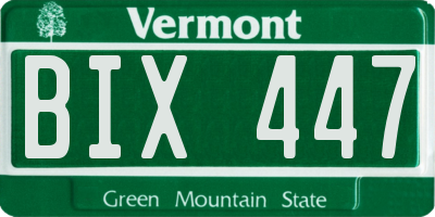 VT license plate BIX447