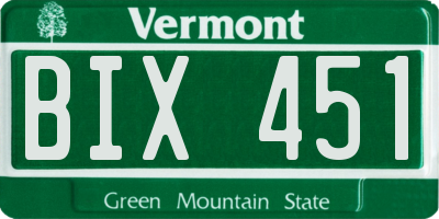 VT license plate BIX451