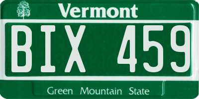VT license plate BIX459
