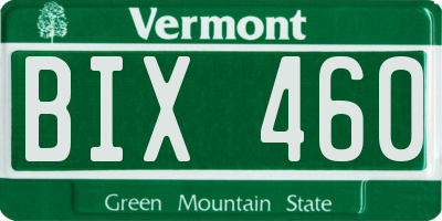 VT license plate BIX460