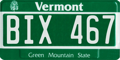 VT license plate BIX467