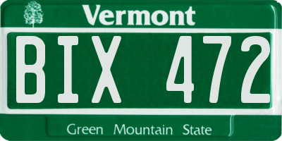 VT license plate BIX472