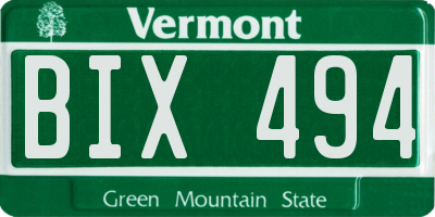 VT license plate BIX494