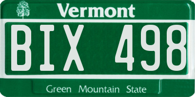 VT license plate BIX498