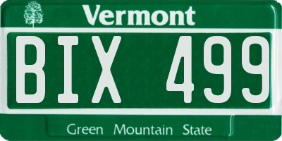 VT license plate BIX499