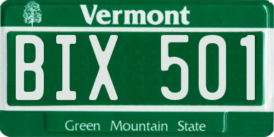 VT license plate BIX501