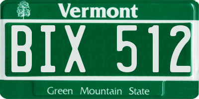 VT license plate BIX512