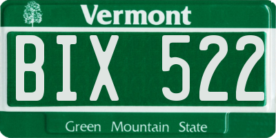 VT license plate BIX522